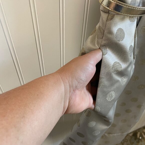 Eliza J Dress Size 8 Cream Gold Polka Dots Sheath Ruffle Neckline Party Cocktail - Picture 5 of 11